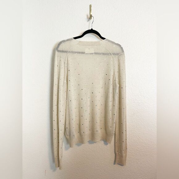 Zadig & Voltaire Elya Cashmere Strass Embellished Sweater in Sugar Size M - Picture 6 of 15